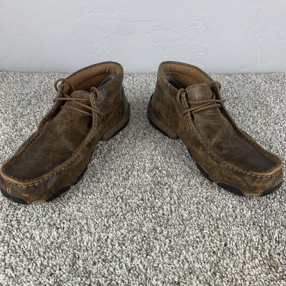 Twisted X Boots Mens Size 10.5 W Brown Leather Driving Moc Chukka MDM0003 - Picture 1 of 10
